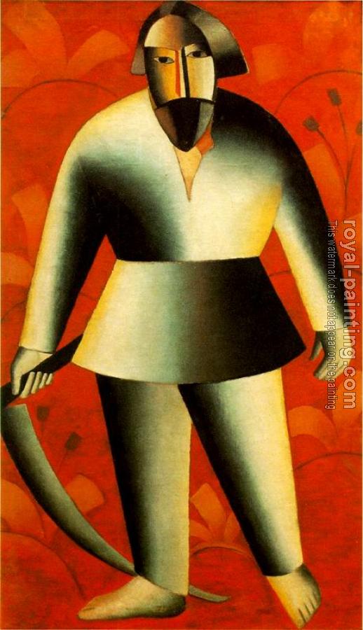 Kazimir Malevich : Reaper on Red Background